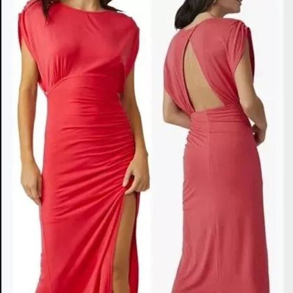 Free People Bella Rose Stretchy Ruched Back Cutout‎ Midi Dress XL